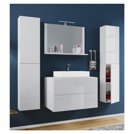 VCM 5dílná umyvadlová skříňka Lendas XL 60 cm se zrcadlem a 2 vysokými skříňkami, bílá