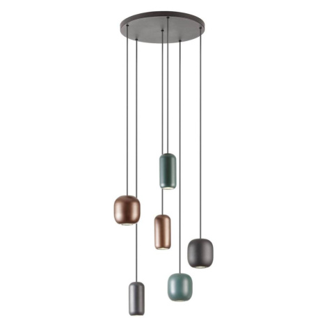Redo 01-3482 - Lustr na lanku BOOM 6xGU10/10W/230V pr. 48 cm černá/zelená/hnědá 01-3482