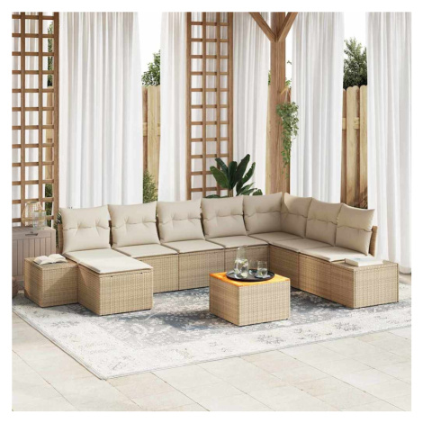 vidaXL Sada zahradních pohovek s polštářem 9 pcs Béžová polyratan
