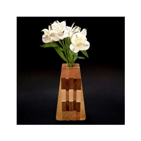 AMADEA Dřevěná váza trojúhelníková, masivní dřevo čtyř druhů dřevin, výška 23 cm