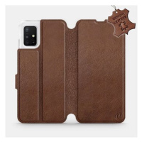 Flip pouzdro na mobil Samsung Galaxy A51 - Hnědé - kožené - Brown Leather