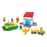 MOCHTOYS Ježci Pin Cihly FARM v krabici 100 ks + 3 figurky