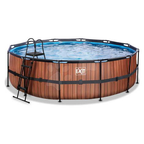 Bazén s filtrací Wood pool Exit Toys kruhový ocelová konstrukce 488*122 cm hnědý od 6 let