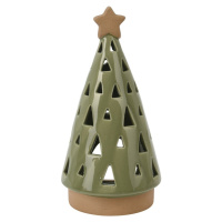 Porcelánový svícen na čajovou svíčku Christmas tree zelená, 10 x 20 cm