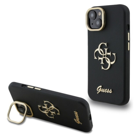 Guess PU Grained 4G Logo Stand Camera Frame kryt iPhone 14 černý