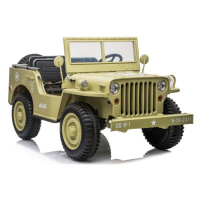 Dětský elektrický vojenský jeep willys 4x4, 4x45W khaki PA0249 JZ