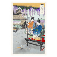 Obrazová reprodukce Geisha on the veranda over the fish pond, Ogata Gekko, 26.7 × 40 cm