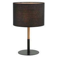 Zambelis Textilní stolní lampa 20214 kov/světlé dřevo černá