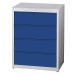 mauser Kartotéková skříň, úchopné lišty, 4 výsuvy, 3 řady, světle šedá / ultramarínově modrá