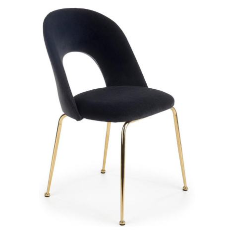 Židle K385 látka velvet/chrom černá/zlatá BAUMAX