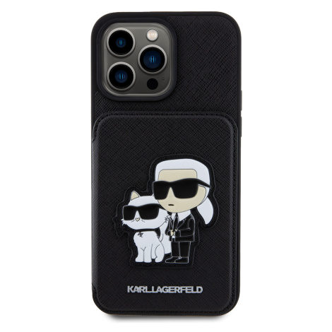 Zadní Kryt Karl Lagerfeld PU Saffiano Card Slot Stand Karl and Choupette pro Apple iPhone 15 Pro