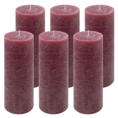 Bordó parafínová svíčka rustikální 20 cm, 90 h, sada 6 ks