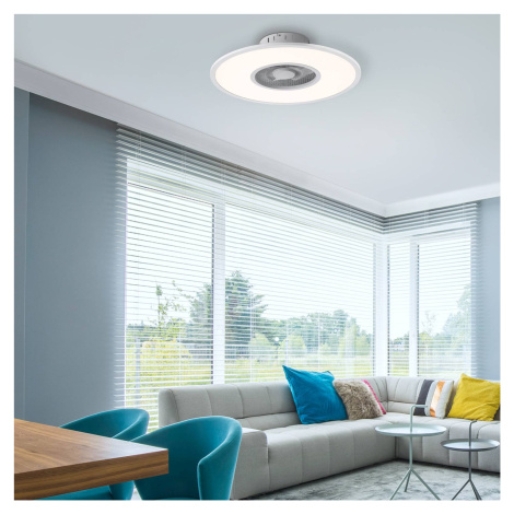 JUST LIGHT. LED stropní ventilátor Flat-Air, CCT, bílý, Ø 59,5 cm