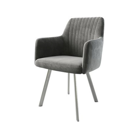 DELIFE Jídelní židle Greg-Flex šedý samet oválná podnož z nerezové oceli