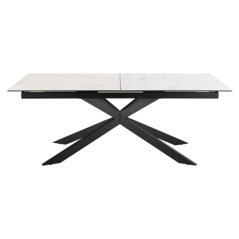 Actona Jídelní rozkládací stůl Irwine 200/240 cm bílý mramor/černý