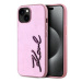 Karl Lagerfeld Wrinkled PU Signature Logo Zadní Kryt pro iPhone 15 Pink