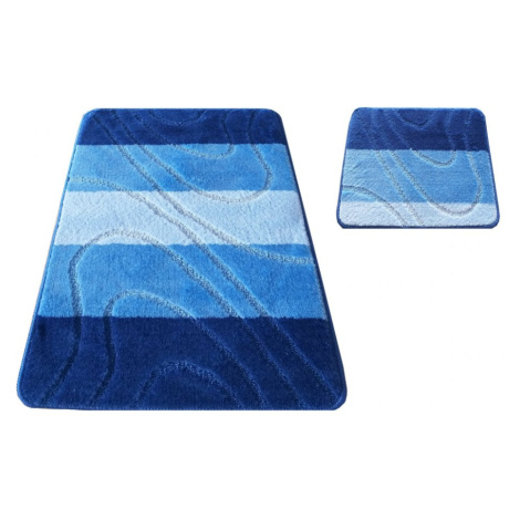 Dvoudílný set koupelnových předložek v modré barvě 50 cm x 80 cm + 40 cm x 50 cm