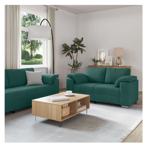 vidaXL Set pohovek 2 pcs Tmavě zelená 219 x 77 x 82 cm textil