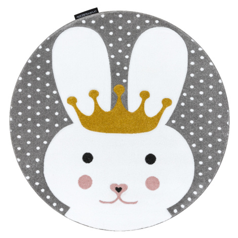 Dywany Łuszczów Dětský kusový koberec Petit Bunny grey kulatý - 120x120 (průměr) kruh cm