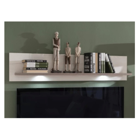 Nástěnná police Cruz, 130 cm, bělená pinie/šedý dub Asko