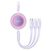 Kabel USB 3 v 1 Baseus Bright Mirror 3, micro USB / Lightning / USB-C, 66W / 2A, 1,1 m (fialový)