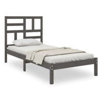 Rám postele šedý masivní dřevo 90 × 200 cm, 3105937