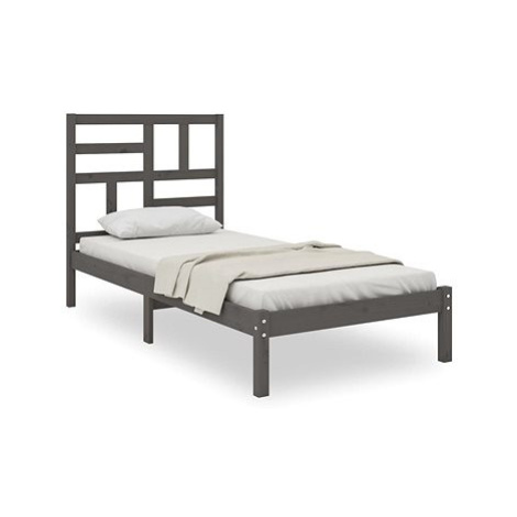 Rám postele šedý masivní dřevo 90 × 200 cm, 3105937 SHUMEE
