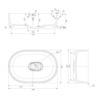 OMNIRES CADENCE M+ umyvadlo na desku, 62 x 42 cm bílá lesk /BP/ CADENCE620BP