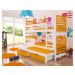 Dětská patrová postel Sonno, bílá/oranžová + matrace ZDARMA!