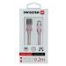 Datový kabel Swissten Textile USB/MicroUSB, 0,2m, růžovo/zlatý