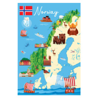 Ilustrace Cartoon Map of Norway, drmakkoy, 26.7 × 40 cm