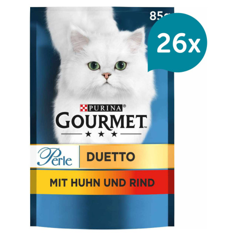 Gourmet Perle Duetto kuřecí a hovězí maso 26 × 85 g