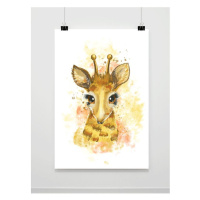 Akvarelový Dekorační Plakát se žirafou