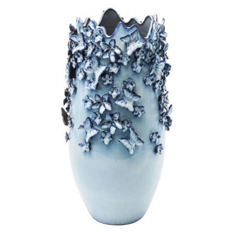 KARE Design Vysoká modrá kameniková váza Butterflies 50 cm