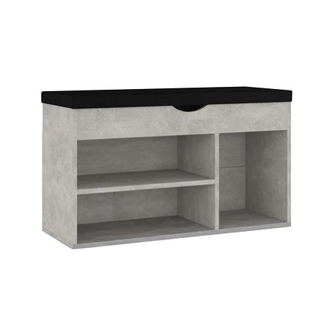 Lavice s botníkem poduška betonově šedá 80x30x47 cm dřevotříska, 326763 SHUMEE