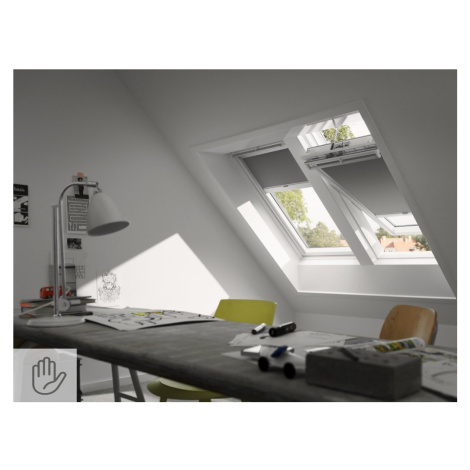 VELUX DOP Barva rolety: béžová (1085), Barva vodicí lišty: Hliník standard (S), Označení okna (z