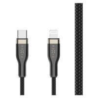 Nabíjecí a datový opletený kabel FIXED s konektory USB-C/Lightning a podporou PD, 1.2m, MFI, čer