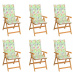 Zahradní židle 6 ks teak / látka Dekorhome Vzor kytka,Zahradní židle 6 ks teak / látka Dekorhome