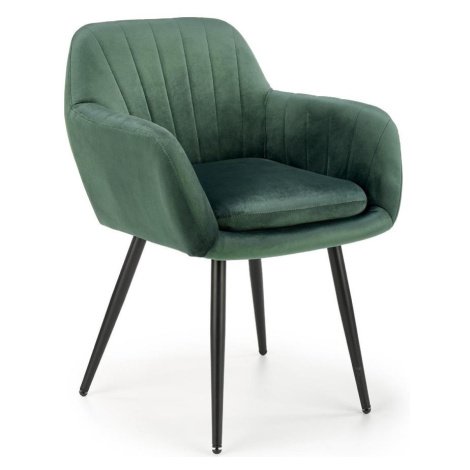 Židle K429 látka velvet/kov tmavě zelená BAUMAX