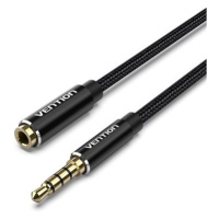 Vention Cotton Braided TRRS 3.5mm Male to 3.5mm Female Audio Extension 1.5m Black Aluminum Alloy