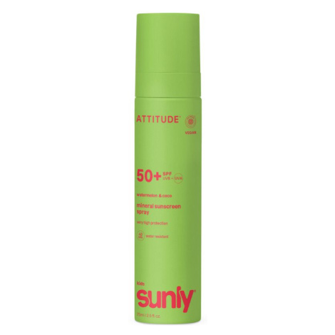 ATTITUDE Sunly Dětský minerální opalovací krém ve spreji SPF 50+ s vůní melounu a kokosu 75 ml