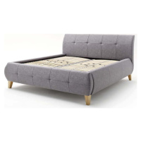 Antracitová čalouněná dvoulůžková postel s úložným prostorem a s roštem 180x200 cm Matheo – Meis