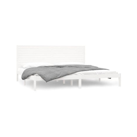 Rám postele bílý masivní dřevo 180 × 200 cm Super King, 3104624 SHUMEE