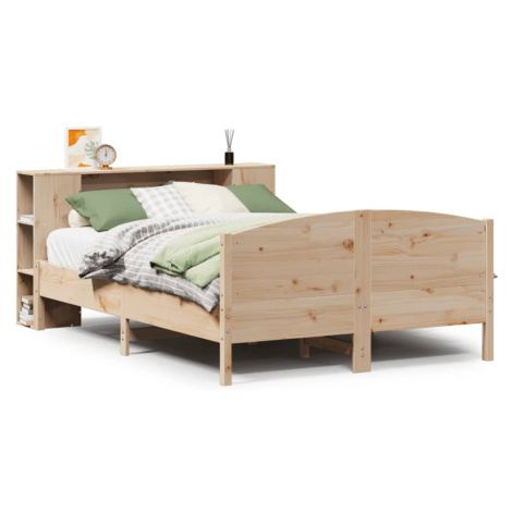 vidaXL Postel s knihovnou bez matrace 140 x 190 cm masivní borovice