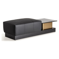 Estila Luxusní moderní příruční stolek s taburetkou Concepto na dřevěném podstavci s mramorovou 
