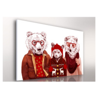 Obraz na plátně HIPSTER BEAR FAMILY různé rozměry Ludesign ludesign obrazy: 80x60 cm