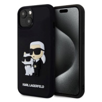 Karl Lagerfeld 3D Rubber Karl and Choupette Zadní Kryt pro iPhone 15 Plus Black