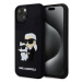 Karl Lagerfeld 3D Rubber Karl and Choupette Zadní Kryt pro iPhone 15 Plus Black