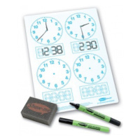 Show-me Stíratelná tabulka určování času (4 ciferníky) + fixa a houbička Show Me