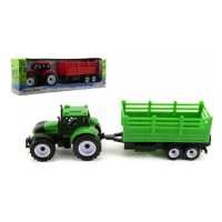 Traktor s přívěsem plast 28cm asst 2 barvy v krabičce